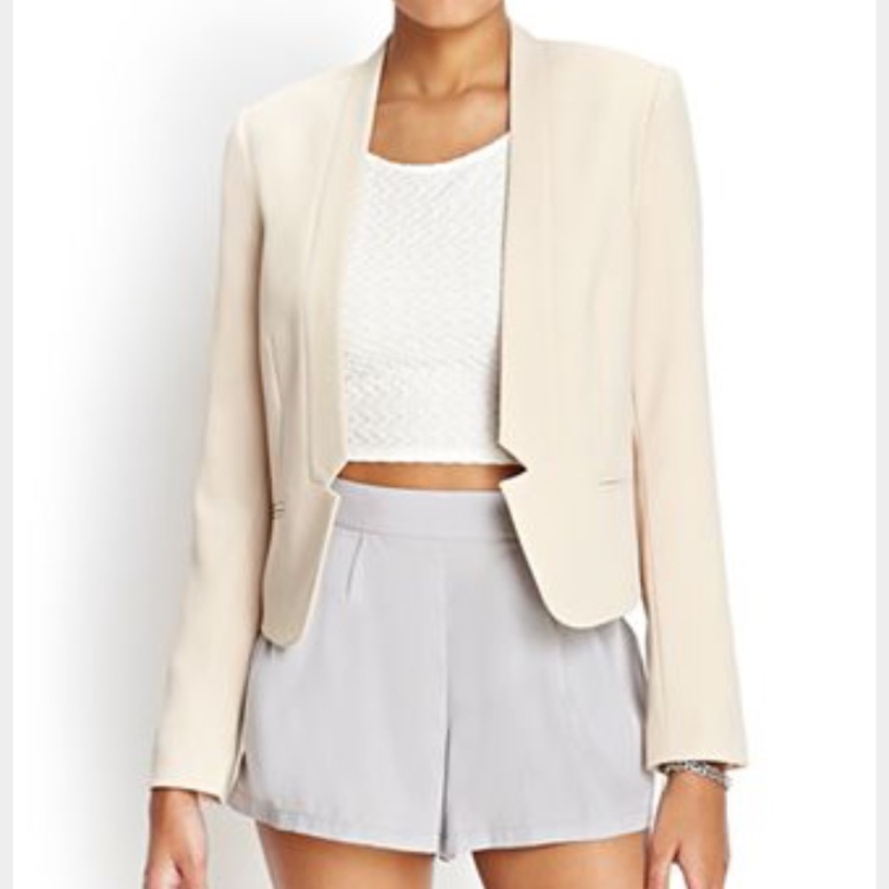 Forever 21 Cream Open-Front Blazer